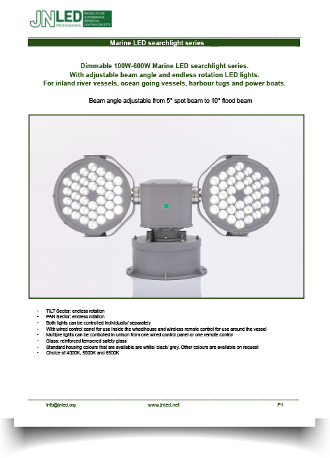 specsheet, marine lead searchlight series
